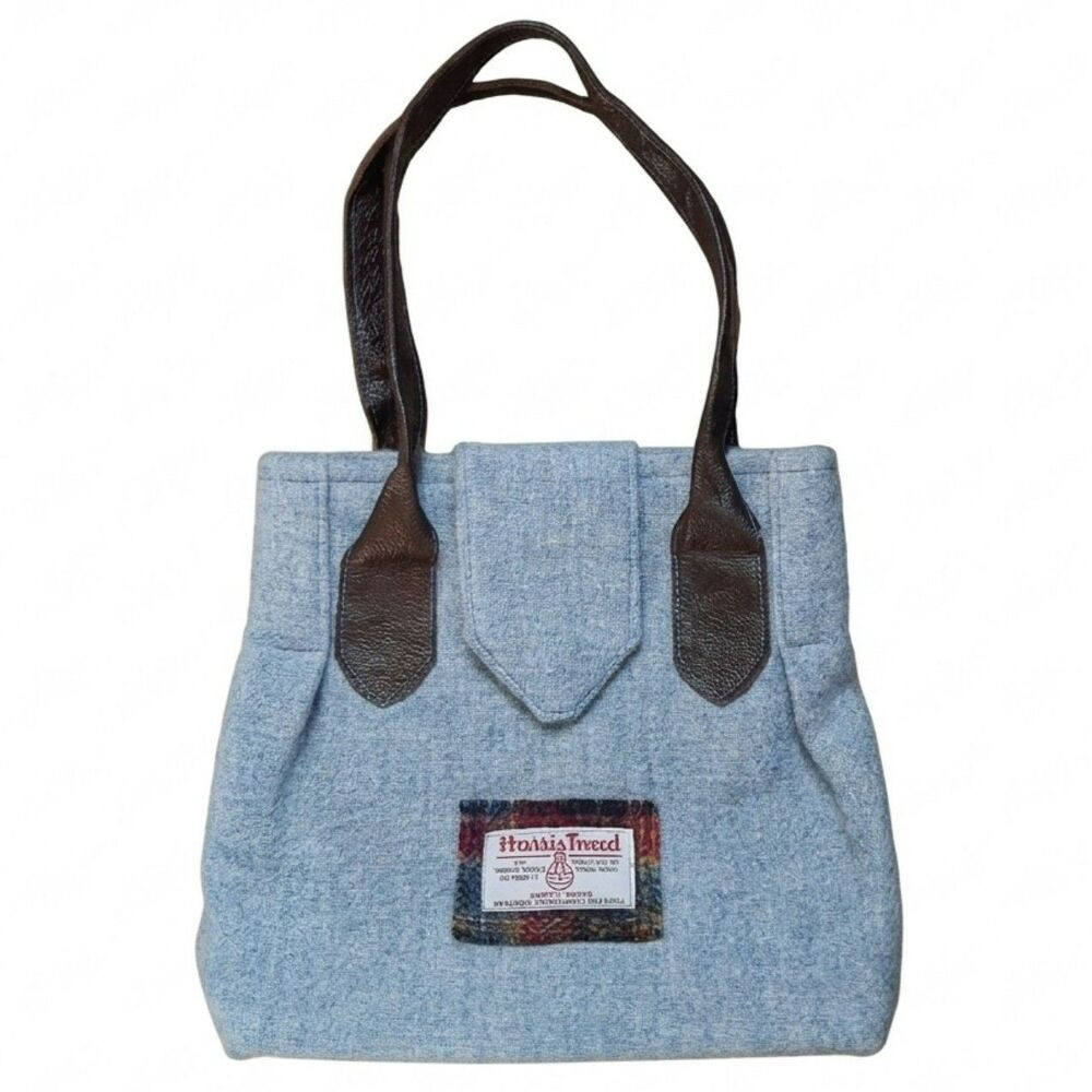 Hedgehog Harris Tweed Blue Wool Shoulder Bag Purse Cottagecore Dark Acadamia